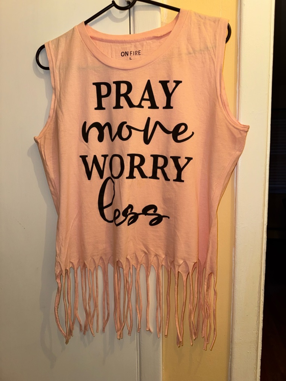 On Fire Pink Fringe Graphic Muscle Tank